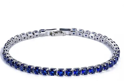 Produktbild von Schickes Armband mit Strass, zart, exquisit, mehrfarbig, glitzernd, hinreißendes Tennis-Armband, Damen-Handgelenkschmuck für Damen-Blau
