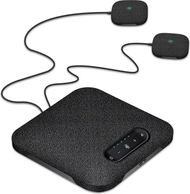 Obrázek produktu pro Stolní USB bezdrátový BT konferenční reproduktor Vestavěné 4 mikrofony Hi-Fi reproduktory 2 rozšiřující mikrofony 360º záznam hlasu Potlačení šumu pro PC notebook