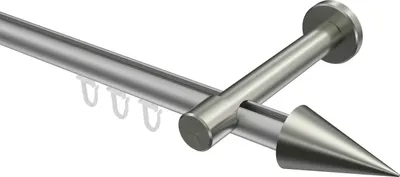 Produktbild von Interdeco Innenlaufstange / Gardinenstange mit Innenlauf Silbergrau / Edelstahl-Optik, Typ Prestige Savio (Kegel), 20 mm Ø 1-läufig, 400 cm