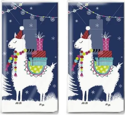 Produktbild von 2x 10 Taschentücher Lama Xmas - Lama mit Weihnachtsgeschenke