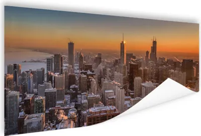 Produktbild von MuchoWow® Poster Chicago - Nacht - Sonne 160x80 cm - Foto Poster