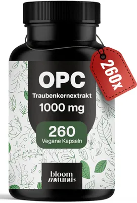 Produktbild von Bloom Naturals OPC Traubenkernextrakt 260 Kapseln 1000mg
