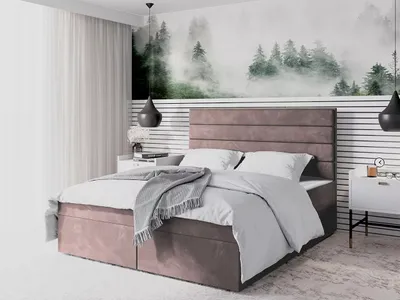 Obrázek produktu pro Moderní čalouněná postel 160x200 MAHERA s úložným prostorem - růžová