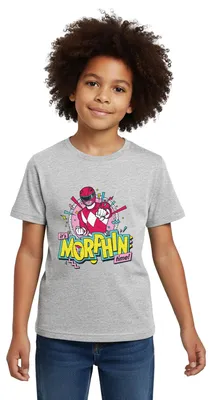 Produktbild von Spreadshirt Power Rangers It's Morphin Time Kinder T-Shirt, 110/116 (5-6 Jahre), Grau meliert