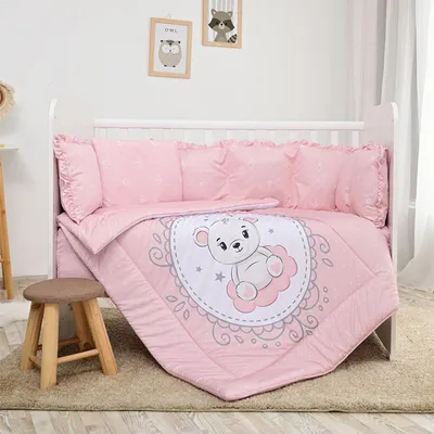 Produktbild von Lorelli Babybettwäsche-Set 5-tlg. Decke 140 x 95 cm Kissen 43 x 35 cm Nestchen rosa