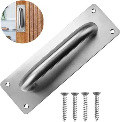Image de Poignée de porte coulissante RVS pour porte coulissante, poignée de tirage avec plaque en acier inoxydable