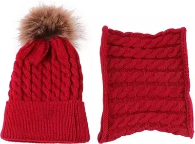 Produktbild von Kinder Mütze und Halstuch Set in Rot - Warm & Stylisch KP21521