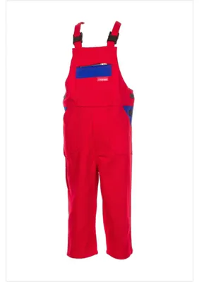 Produktbild von Planam Kinderbekleidung Kinder-Latzhose mittelrot/kornblau Gr. 98/104, 0165098