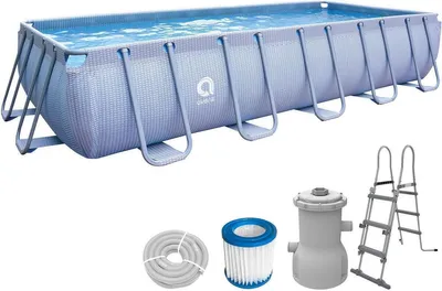 Produktbild von Avenli Frame Plus Rectangular Pool 540 x 250 x 100 cm, rechteckiger Stahlrahmen Pool mit Filterpumpe und Leiter, graue Rattanoptik