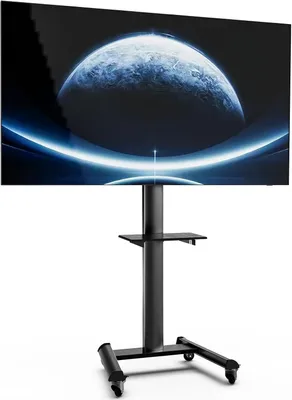 Productafbeelding van Mobiele tv - Standaard met plank - Stopcontacten - USB - Poorten - Portretformaat - 32-75 inch - 40 kg
