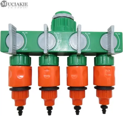 Obrázok produktu pre 4-cestný rozdeľovač pre záhradné hadice + 4x rýchlospojky + 8x redukcia