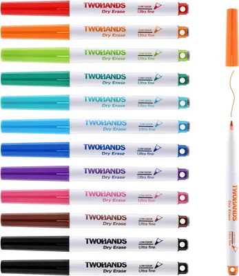 Produktbild von Whiteboard Marker Set, 12 Farben, 0,7 mm Spitze, magnetisch, geruchlos, für Büro und Zuhause