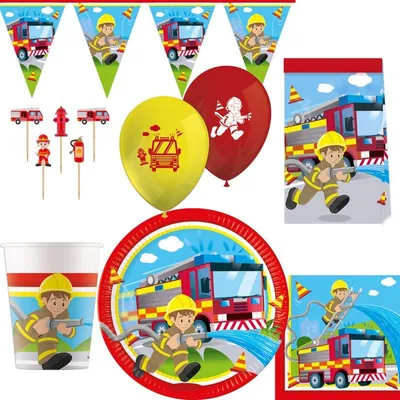 Produktbild von Feuerwehr Kindergeburtstag Partyset Geburtstags-Demo Set Jungs Party