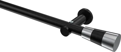 Produktbild von Interdeco Gardinenstange / Vorhangstange Schwarz, Typ Platon Tanara (Konus Bicolor) ohne Ringe, 20 mm Ø 1-läufig, 200 cm