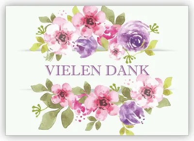 Produktbild von Elegante florale Dankeskarte mit üppigen Blumen: Vielen Dank