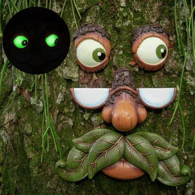 Produktbild von Famanu Baumgesichter Dekoration - Charmante Gartenkunst aus Polyresin - 17,78 x 27,94 x 24,38 cm - Handbemalt