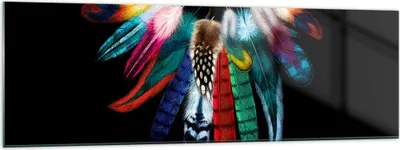 Produktbild von Bilder auf glas - Vogel Feder Farbe Komposition - 160x50cm - Glasbilder - Wandbilder - Kunstdruck - zum Aufhängen bereit - Wanddekoration aus Glas - Glas Bilder - Wandbild auf Glas - GAB160x50-2932
