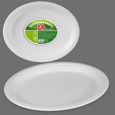 Zdjęcie produktu dla Biodegradowalny owalny talerz ø32 cm, 25 sztuk