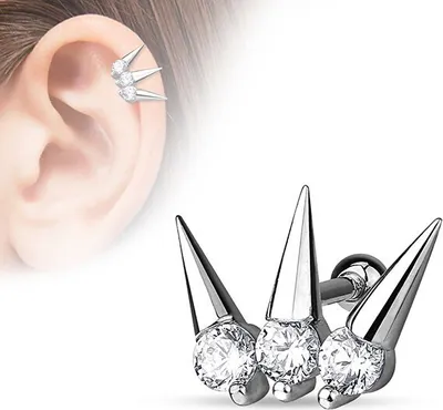 Produktbild von Tragus Cartilage Helix Ohr Piercing „Spikes“