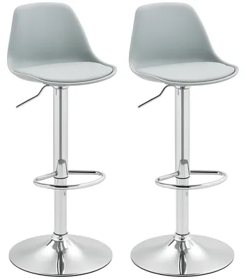 Produktbild von Barhocker 2er-Set Drehstühle Lehne Höhenverstellbar 120 kg 42x38x82-104 cm Grau