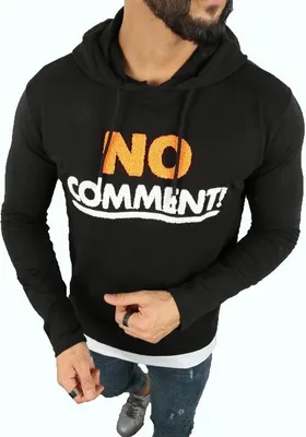 Produktbild von Herren Pullover Kapuzenpullover "No Comment" Pulli Kapzuensweatshirt Premium Hoodie Baumwolle M Schwarz
