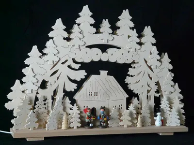 Produktbild von Schwibbogen mit Stiezelkinder Schneemann und Beleuchtung BxHxT 70x43x7cm