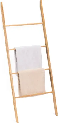 Produktbild von Navaris Handtuchleiter Holz Leiter aus Bambus - Bambusleiter für Handtücher Kleidung Accessoires - robuste Holzleiter für Bad Garderobe Schlafzimmer -