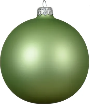 Produktbild von Weihnachtskugeln Glas 10cm mundgeblasen 4er Box - Grüntee matt