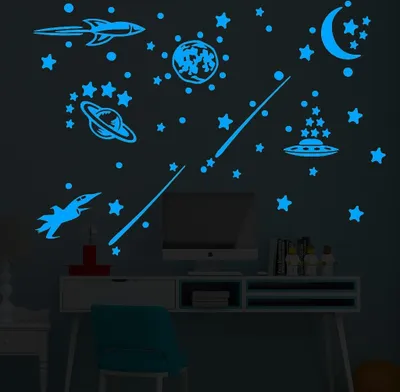 Produktbild von Phosphoreszierende Raketen Wandaufkleber für Kinderzimmer KP16758