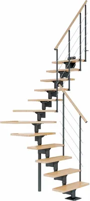 Produktbild von Dolle Mittelholmtreppe Boston 228-300cm Geschosshöhe 1/4-gewendelt in Buche/Anthrazit