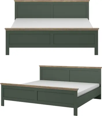 Produktbild von Schlafzimmer Komplett Set EPSOM-83 Doppelbett Liegefläche 180 x 200 cm, in grün mit Lefkas Eiche Nb.