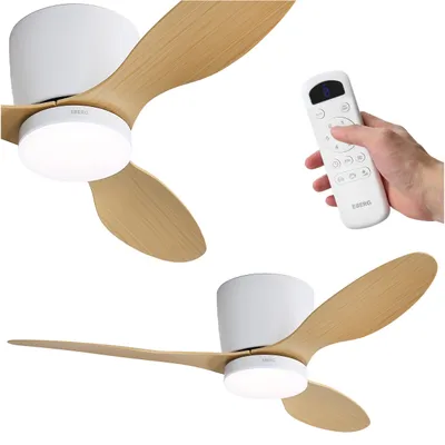 Zdjęcie produktu dla EBERG ARX Wentylator sufitowy z oświetleniem LED 106,2 cm Pilot DC biały łopaty naturalne drewno