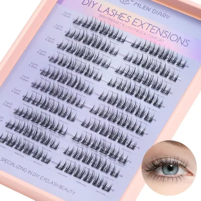 Obrázek produktu pro Řasy prodlužovací sada 3 v 1, tvar C, jednotlivé řasy, samolepicí klastry, přirozený vzhled