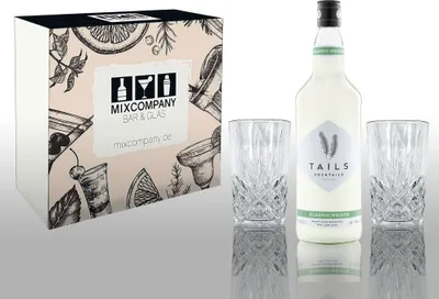 Produktbild von Tails Cocktails Geschenkset classic Mojito 1L (14,9% Vol) mit 2 Longdrink Cocktail Gläsern in Kristalloptik Fertig Cocktail Ready to Drink- [Enthält Sulfite]