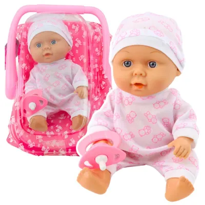 Produktbild von Lean Baby Puppe In Babytrage Pyjamas Mütze Baby Schnuller Rosa