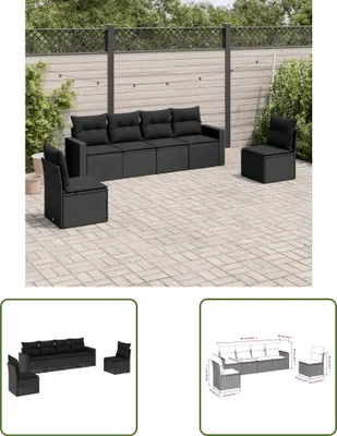 Produktbild von The Living Store 6-tlg. Garten-Sofagarnitur mit Kissen Schwarz Poly Rattan