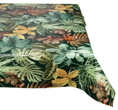 Tischdecke wasserabweisend abwaschbar Braun 100x140cm Band Blätter Tropika  Wachstuch, Hauptbild