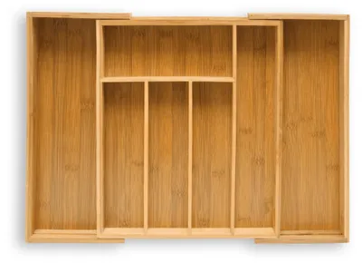 Immagine prodotto di Contenitore per posate Relaxdays in bambù, con inserto estraibile per posate, ideale come organizer per la cucina