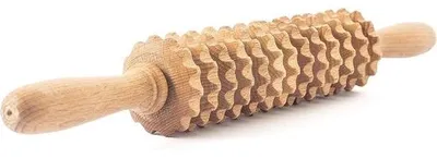 Productafbeelding van Zelfmassage roller met houten handvat tegen cellulitis, 40 cm - Houten zelfmassageapparaat