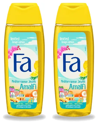 Immagine prodotto di 2 confezioni di bagnoschiuma Mediterranean Jewels Amalfi - Orchidee & Citrus, 250 ml ciascuna - confezione