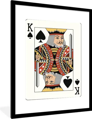 Produktbild von MuchoWow® MuchoWow® Gerahmtes Poster Illustration einer Pik-König-Spielkarte 60x80 cm - Poster mit zchwarzem Bilderrahmen - Wohnzimmer - Dekorationen - Prämie