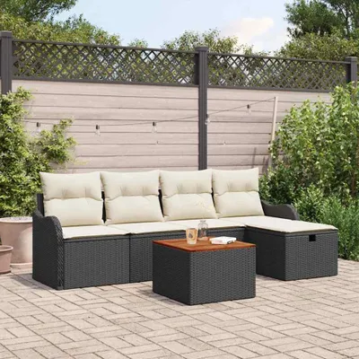 Image de Maison Exclusive - Salon de jardin avec coussins 6 pièces Noir Polyrotin