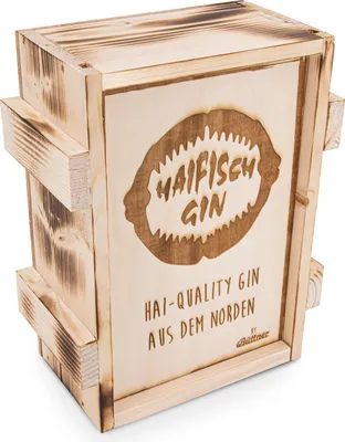 Produktbild von Haifisch Gin - Dry Gin - 53% Vol - 500 ml inkl. Holzkiste
