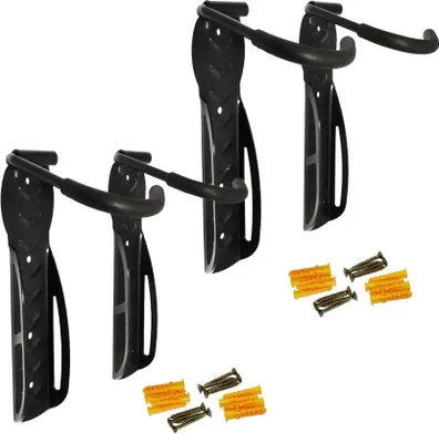 Produktbild von Schramm® 4-częściowy uchwyt rowerowy ścienny czarny uchwyt rowerowy na 4 rowery uchwyty ścienne uchwyt ścienny stojak rowerowy