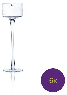 Produktbild von 6er Set Kerzenhalter, Teelichthalter auf Fuß  Glas H. 30cm D. 9cm Sandra Rich