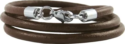 Produktbild von Lederkette 3 mm Herren Halskette Braun 17-100 cm lang mit Karabiner Verschluss Silber Rund, Länge:20 Zentimeter