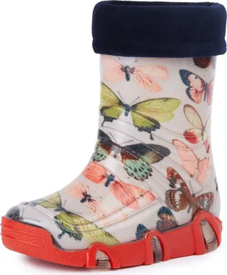 Produktbild von Ladeheid Kinder Mädchen Jungen Gummistiefel gefüttert Swk 28 (Schmetterling, 33/34 EU)