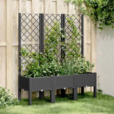 Produktbild von "2026 Promotion" Hochbeet - Pflanzkübel - mit Rankgitter - Schwarz 120x40x142 cm - PP - Beete CC22352