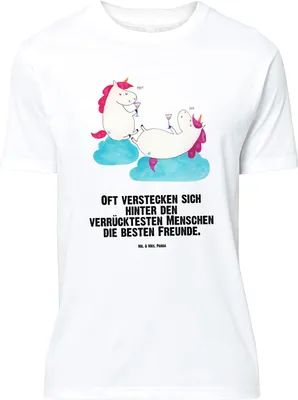 Produktbild von Mr. & Mrs. Panda Tshirt Einhorn Sekt - Weiß - Geschenk, Spaß, Shirt, T-Shirt, mit Spruch, Freundin, BFF, Lustiges, Einhörner, Unicorn, Übergrößen