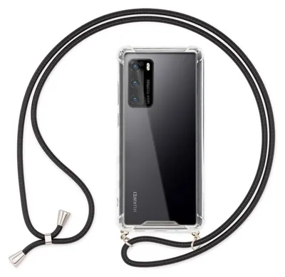 Produktbild von NALIA Handy Hülle mit Kette für Huawei P40, Necklace Hard Case Umhänge Cover Schwarz